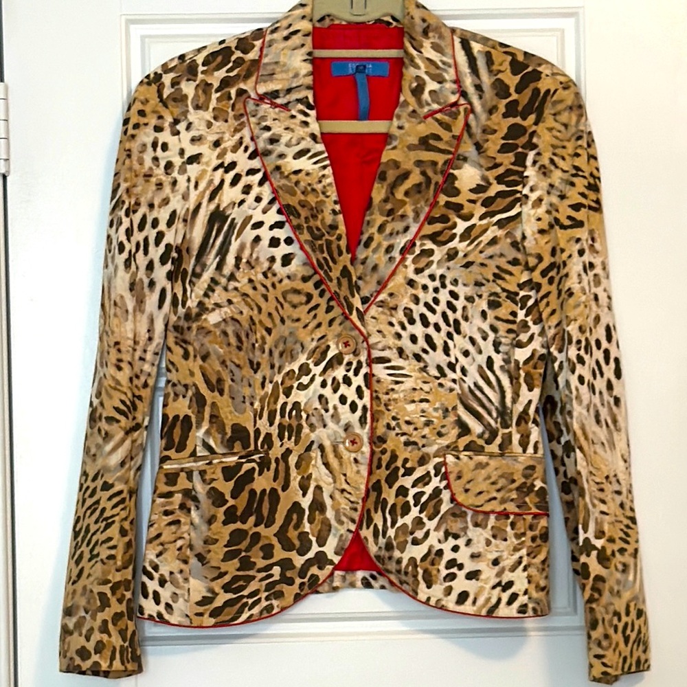 Escada Sport Brown and Red Animal Print Blazer with Animal Print